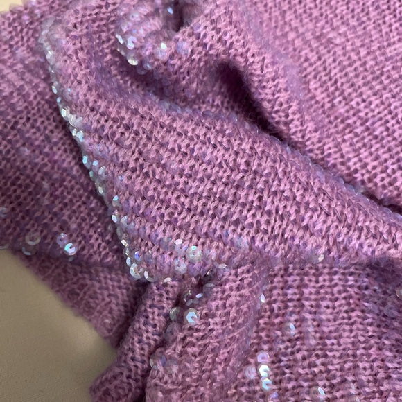 pastel purple iridescent sequin and cashmere blend top UNIQUE - Picture 3 of 4